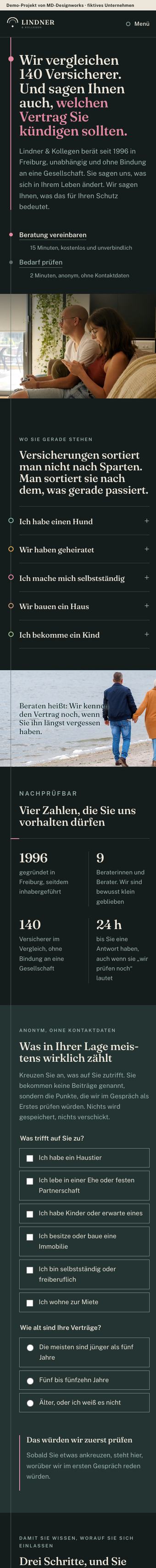 die Seite des Maklerbüros auf einem Smartphone